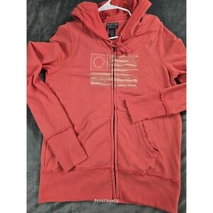 Polo Jeans Company Hoodie Mens XL Red Full Zip Ralph Lauren‎ American Flag Logo